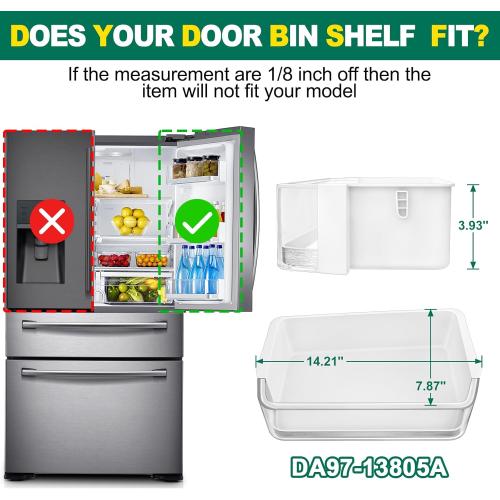 [2 PACK] Upgraded DA97-13805A Refrigerator Door Bin Shelf Replacement, Compatible with Samsung Refrigerator Right Door Shelf Part RF23HSESBSR RF24FSEDBSR RF28HMEDBBC AP5798292 PS8762447 Right Door Bin