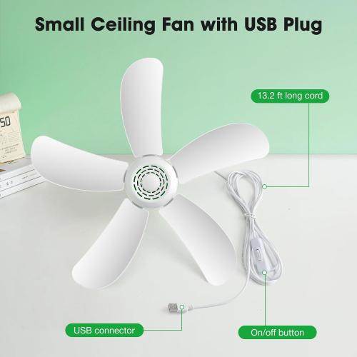 17 Portable USB Ceiling Fan for Camping Tent Gazebo RV Cruise