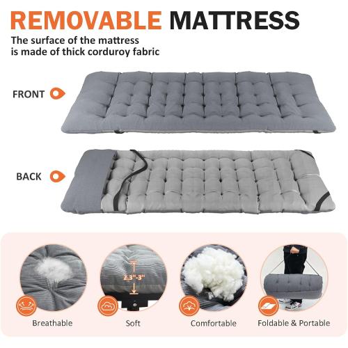 ATORPOK Camping Cot for Adults with Cushion Comfortable, Portable Folding Bed for Sleeping Supports 450 lbs (Gray)