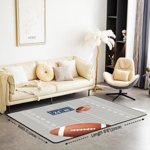 Football Area Rug 3x5 Kids Rugby Decorative Carpet for Boys Girls Teens Football Rugs for Living Room Bedroom Non-Slip Sports Theme Indoor Floor Mat Room Decor Accent Rug