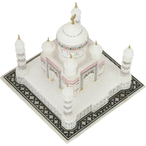Carry Me Indian White Marble Handmade Agra Taj Mahal Replica Model with Colourful Painting