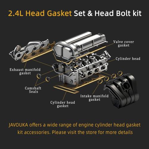 Head Gasket Set with Bolts, 2.4L, for Chrysler 200/Sebring 2007-2016, for Dodge Avenger/Journey 2008-2014, for Jeep Compass/Patriot/Compass 2007-2016 2.4L DOHC L4 16V HS26332PT ES72267(57PC)
