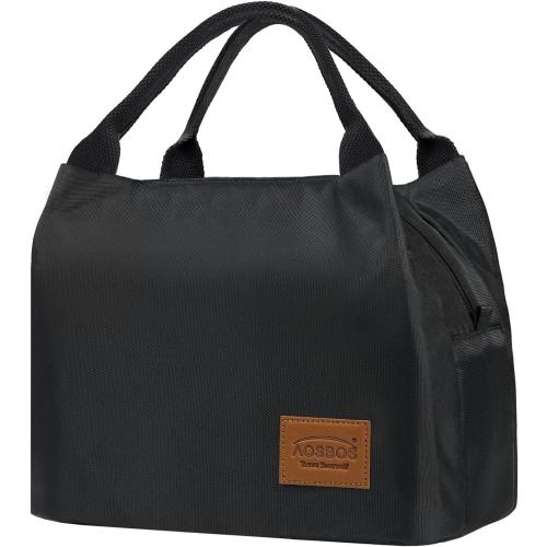 Color Black Aosbos Black Lunch Bag Women Insulated Lunch Bags for Adult Lunch Box for Women Lunchbox Lunch Tote Bento Box Cooler Bag for Work Office Picnic