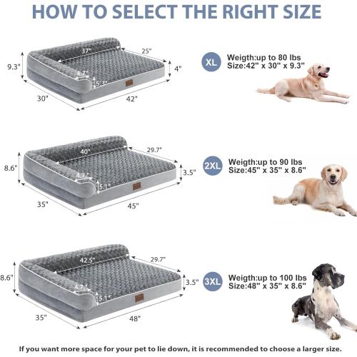 BFPETHOME Orthopedic Dog Beds for Large Dogs-Waterproof Sofa Dog Bed with Removable Washable Cover, Big Pet Bed with Waterproof Lining and Nonskid Bottom,Pet Bed for Large Dogs