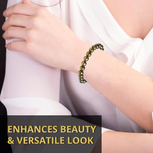 ANAYA AGATE Healing Crystal Bracelet for Women and Men – 8mm Round Beaded Bracelet for Men and Women – Unisex Stretchy Gemstone Bracelet for Healing and Protection