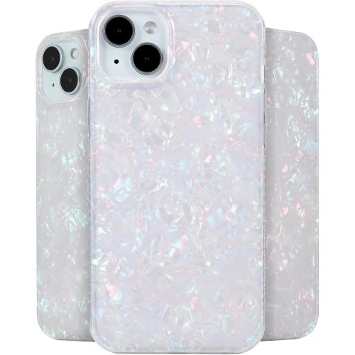 LONLI Hue - for iPhone 15 Case - White Pearl Tort [10FT Drop Protection] - Shockproof Cover with Color Changing Effect | Cute and Unique for Women, Girls and Men (2023)