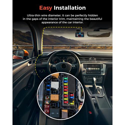 Dash Cam Hardwire Kit,USB-C Adapter Cable for Full-Size Type C Interface Dash Camera,USB C Power Port,24H Parking Monitoring with Low Voltage Protection
