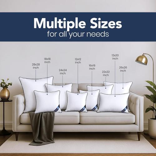 Utopia Bedding Throw Pillow Inserts (Pack of 2, White), 18 x 18 Inches Decorative Indoor Pillows for Sofa, Bed, Couch, Cushion Sham Stuffer