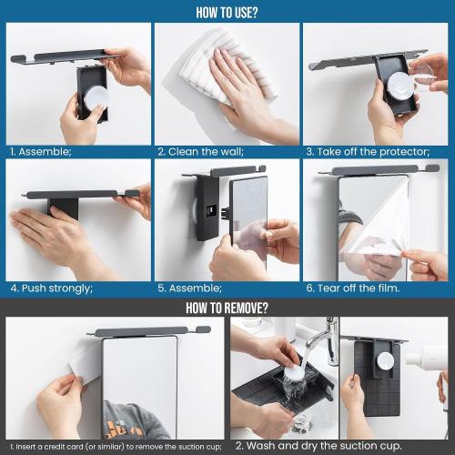 TAILI Shower Mirror Fogless for Shaving with Razor Holder, Fog Free Shower Mirror Suction Wall Mounted for Men & Women, Shatterproof, Removable, Rust-Proof & Waterproof, Grey