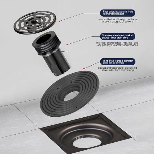 Shower Drain Floor Drain Backflow Preventer - Magnetic Closure Valve Variable Diameter Gasket 304 Stainless Steel Odor-Resistant Shower Drain Plug，for 1.77''-3.5''ID Pipes