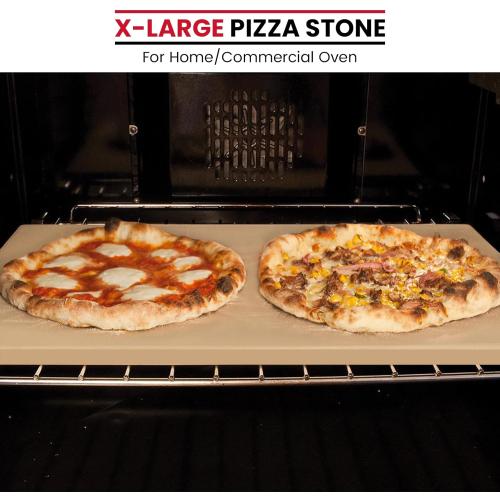 Size 24x18 Color beige Unicook Extra Large Pizza Stone 24”x18” for X-Large Home Ovens and Commercial Ovens, Rectangular Baking Stone, Ideal for Baking Crispy Pizzas, Bread and Cookies, Heavy Weight 16.6 lbs