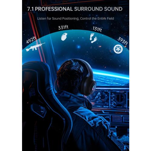 CM7002 Gaming Headset for PS5, PS4, PC, Mac, Switch, Xbox Series, Surround Sound RGB Gaming Headphones with Noise Canceling Microphone, 50MM Dynamic Drivers, 3.5MM Audio Jack, Black