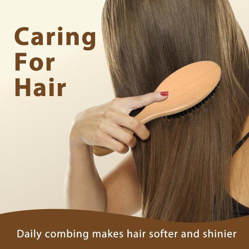 TAN BRUSH, EGG Boar Bristle Hair Brush for Women Men Kid, Soft Natural Bristles Brush for Thin and Fine Hair, Restore Shine and Texture