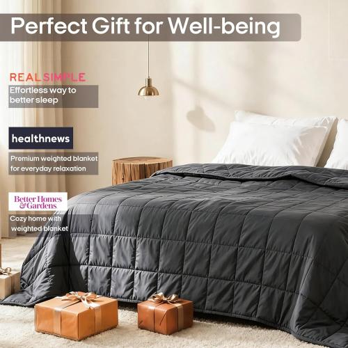 ZonLi Weighted Blanket (60x80, 20lbs, Dark Grey) Queen Size Weighted Blanket for Adults, High Breathability Heavy Blanket, Soft Material with Premium Glass Beads