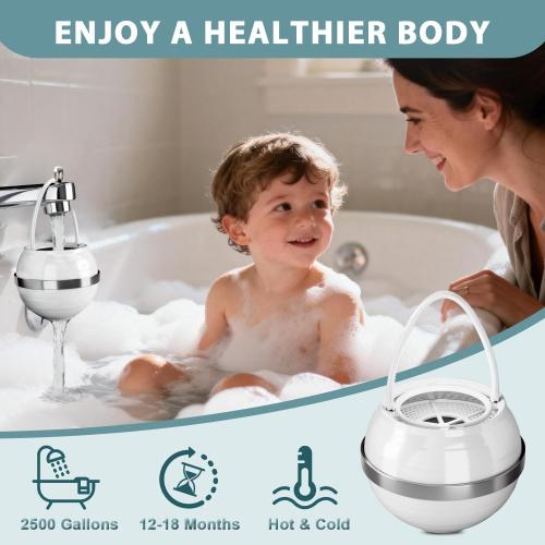 Bath Filter for Tub - Bathtub Water Filter for Softer Skin & Hair, 8 Stages Hotel Grade Filtration Bath Water Filter,2,500 Gal of Filtration, BPA Free, Easy to Install