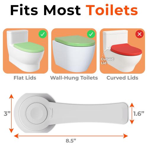 2-Pack Toilet Locks Baby Proof - Toilet Seat Locks for Toddlers with Adhesive - Toilet Latches Child Safety - No Tools Required