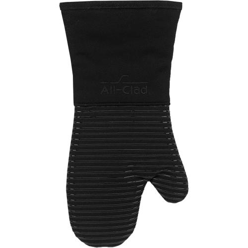 All Clad Silicone Oven Mitt: Heat Resistant up to 500 Degrees - 100% Cotton & Silicone, 14x7 Oven Mitt for Kitchen and Barbeque, 2-Pack, Black