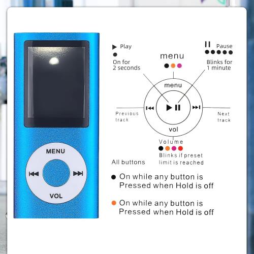 MP3 Player, Portable Multifunctional MP3 Digital Music Player, Blue