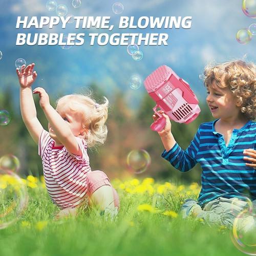 Upgraded 132 Holes Bubble Machine Gun,Bazooka Bubble Machine,Rocket Bubble Gun Bubble Machine,Summer Toys Bubble Blaster Maker for Kids, Wedding, Birthday Gift (Pink)