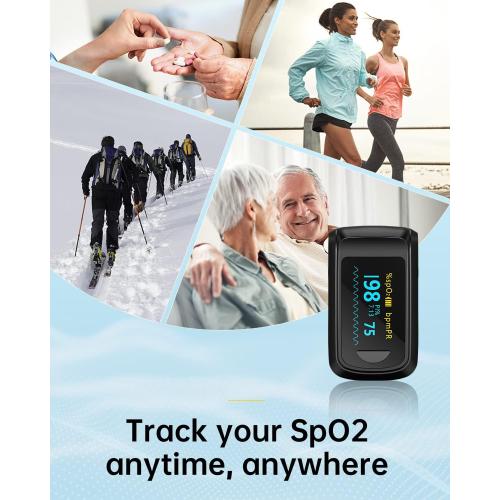 Fingertip Pulse Oximeter Blood Oxygen Monitor Pulse Ox, Heart Rate and Fast Spo2 Reading Oxygen Meter with OLED Screen Included Batteries and Lanyard