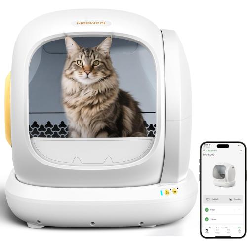 Size 75L  Automatic Cat Litter Box, Large Opening Self Cleaning Litter Box with Safety Protection for Multiple Cats, App Control, Odor-Free, 75L Space