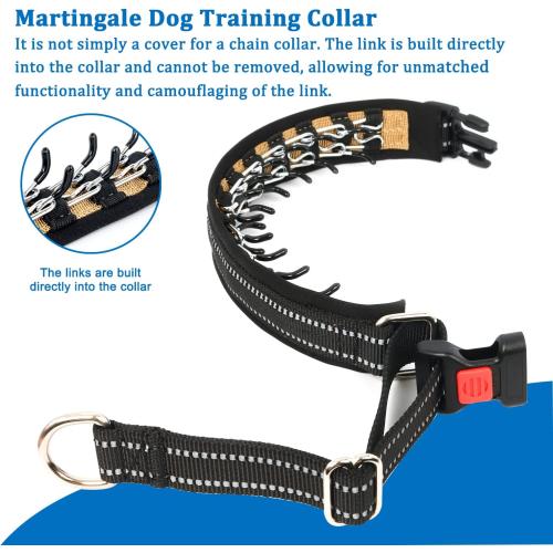 Martingale Collar No Pull for Small Medium Large Dogs | Black, M | Reflective, Patented Anti Pulling Dog Collar for Walking Training, Buckle, Adjustable, Safe for Night Walks, 2.5mm Links