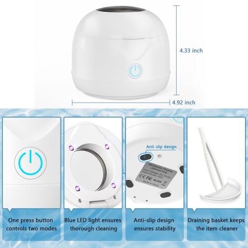 Ultrasonic Retainer Cleaner Machine 45kHz 200ml Portable Ultra Sonic Retainer Cleaner for Dental Retainer Mouth Guards Aligner Night Guard Braces Toothbrush Jewelry