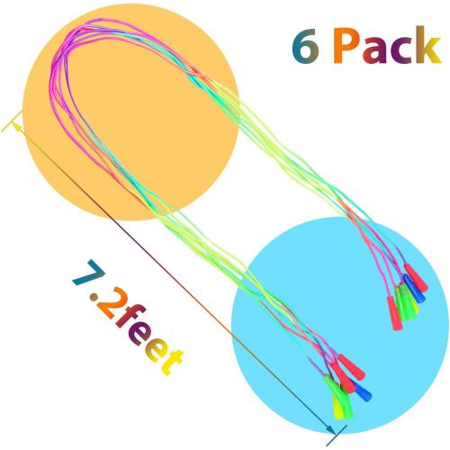 Elcoho 6 Pack Rainbow Jump Rope Set Jumping Ropes Physical Education Skipping Rope