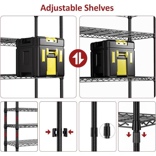 IZEUK 5 Tier White Metal Storage Shelves, Heavy Duty Wire Shelving Rack for Garage, Kitchen, Bathroom, Laundry, or Closet Organization, 1250 lbs Capacity, 11.8 D x 29.5 W x 59.5 H