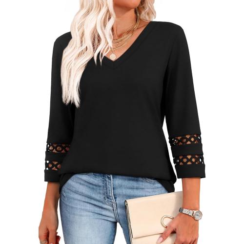 Size M XIEERDUO 3/4 Length Sleeve Womens Tops Dressy Casual Blouses for Women 2025 Trendy V Neck T Shirts Summer Clothes