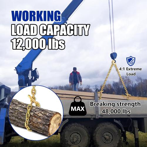 1/2 Chain Trailer Chains with Hooks, Grade 80 Tow Log Chain 12000 lbs Working Load for Truck Farm Construction(1/2 in x 16FT)