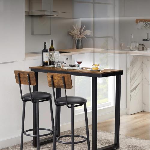 40 Inch Metal Bar Table Legs, Heavy Duty Dining Table Leg with Adjustment Feet Furniture Legs, Black, Set of 2