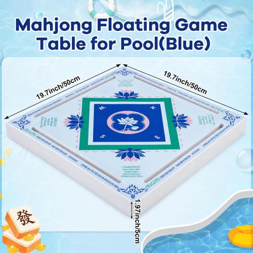 19x19 Inches Mahjong Floating Game Table for Pool Adults Pool Games Tray for Mah Jong Card Games Dominoes Poker Floater Tables for Indoor Outdoor Swimming Pool Hot Tub Lake(Blue Green)