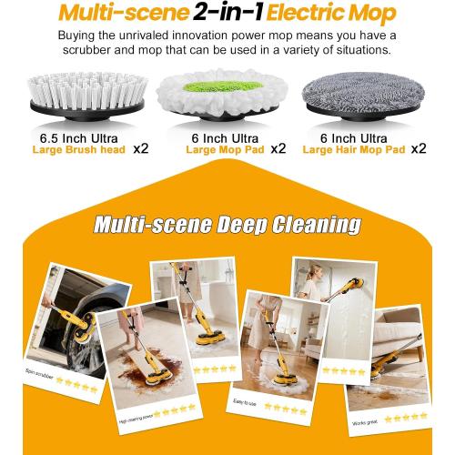 qimedo Cordless Electric Mop M3, 6000mAh, 2-in-1 Power Scrubber & Mops | 800RPM Floor Scrubber Machine, Automatic Spin Mops with Smart Display, Rotating Mop with LED Light & Water Spray