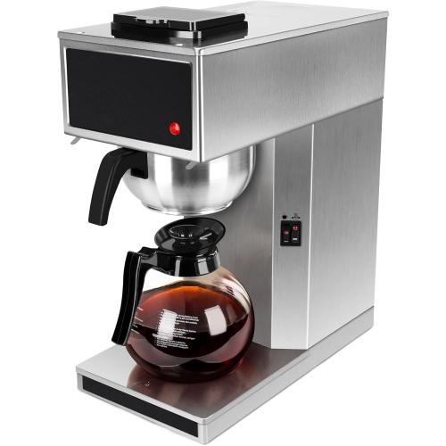 12-Cup Pourover Commercial Coffee Maker Brewer with Glass Carafe and Warmers- 120V