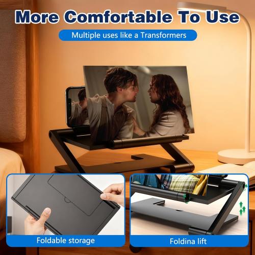 Mobile Phone Magnifier Screen,2026 New 3D HD Mobile Phone Magnifier Projector Screen Portable Foldable Phones Screen Amplifier Screens Enlarger for Movies Videos,Supports All Smartphones