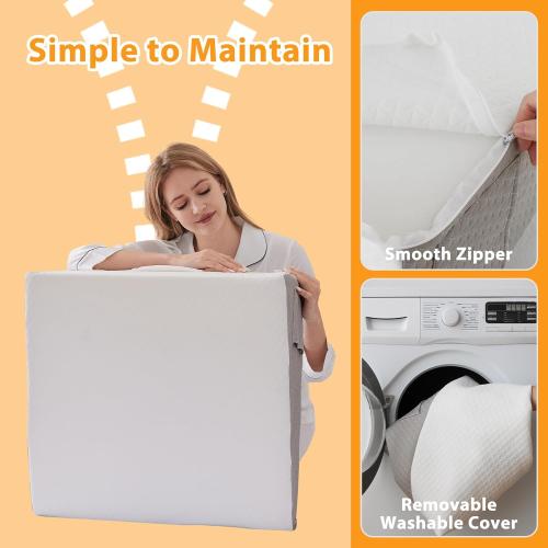 Wedge Pillow for Acid Reflux, Bed Wedge Pillow for Headboard 10, Pillow Wedge for Back Pain Relief, Post Surgery, Elevated Pillows for Sleeping, Snoring, Triangle Pillow with Cover, White