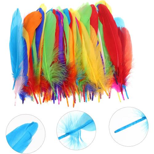 IWOWHERO 120pcs Decorative Goose Plume for Crafts Wedding Decorations and Soft Natural Elegant Colors for Floral Arrangements and Accessories