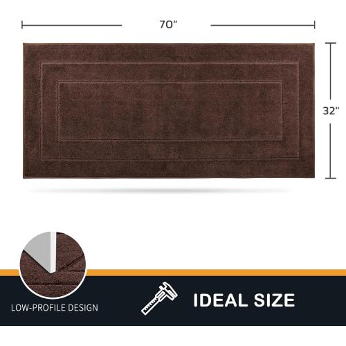 PURRUGS Dirt Trapping Door Mat 32 x 70, Non-Slip/Skid Machine Washable Entryway Rug, Dog Doormat, Super Absorbent Welcome Mat for Muddy Wet Shoes and Paws, Brown