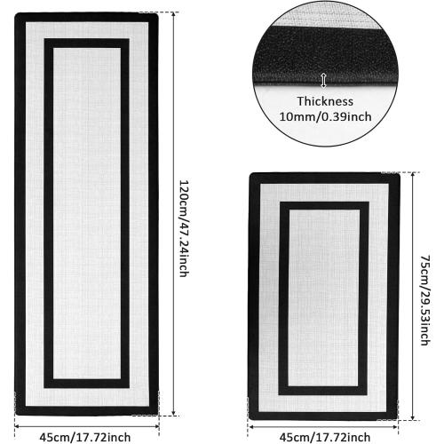 2Pcs Kitchen Anti-Fatigue Rugs 2 Size Non-Slip Kitchen Entryway Mat Waterproof Kitchen Mats Easy to Clean Kitchen Rugs for Kitchen Floor Office (Black, S & L)