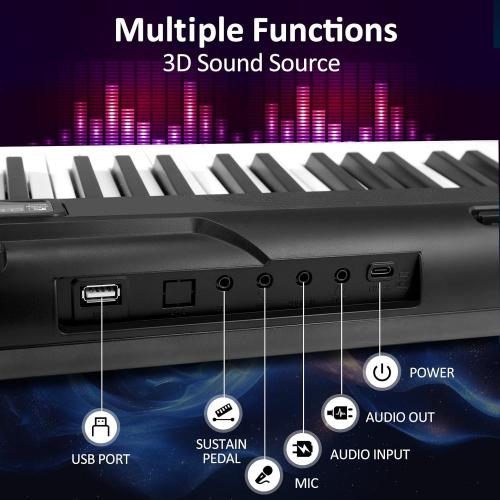88 Key Piano Keyboard,Beginner Electric Digital Piano with Semi Weighted Keys,Keyboard Piano withSustain Pedal, Power Supply, Stand, Carrying Case,Headphones