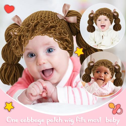 Halloween Cabbage Costume Baby Yarn Wig for Girl Infant Baby Cabbage Wigs for Boys Girls Infant Costume (Brown,Cute)