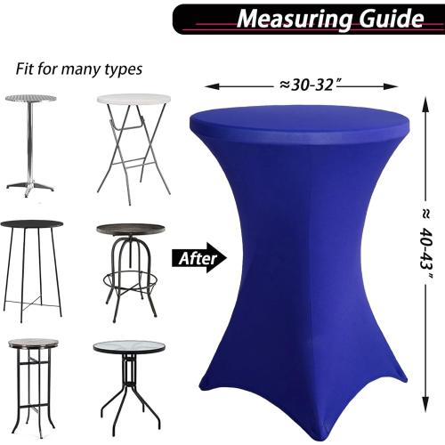 2 Pack Cocktail Table Cover, Spandex Cocktail Fitted Tablecloths, Stretch Round High Top Table Cloths for Bar Wedding Party Banquet, Royal Blue, 30-32 Diameter x 40-43 Height