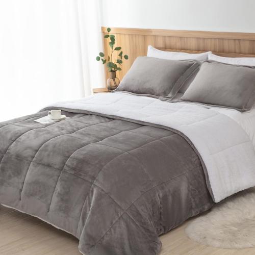 KING FAUX  FUR  SHERPA COMFORTERS SET