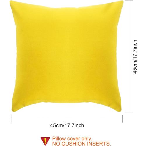Patelai 2 Pack 18x18 Inch Waterproof Outdoor Throw Pillow Covers - PU Coated, Fade Resistant Summer Decor for Patio, Porch, Pool, Garden Furniture(Yellow)