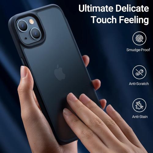 TORRAS Guardian Shockproof for iPhone 13/14 Case, [Military-Grade Drop Tested] Durable Protective Matte Hard PC Back Slim Thin DIY-Buttons for iPhone 13/14 Case, Translucent Black