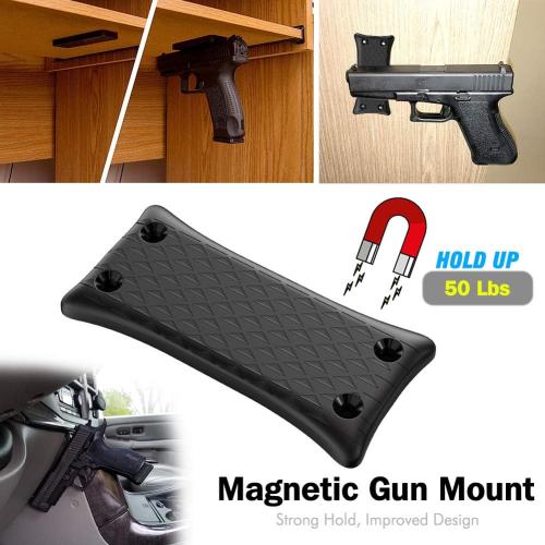 Gun Magnet Mount, 50 Lbs Rating,Rubber Coated Gun Holder for Pistol, Handgun, Shotgun, Rifles, Revolvers, Safe, Hunting, Firearm Accessories, Using in Car, Truck, Wall, Desk, Vehicle and Home