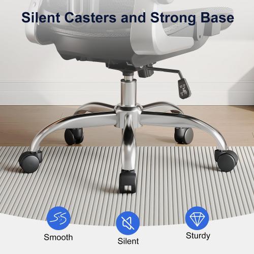 Ergonomic Office Chair，Mesh Seat Cushion with 3D Armrests and 3D Headrest, Adjustable Lumbar Support with Rocking Function, SGS Class 4 Gas Clylinder，Black