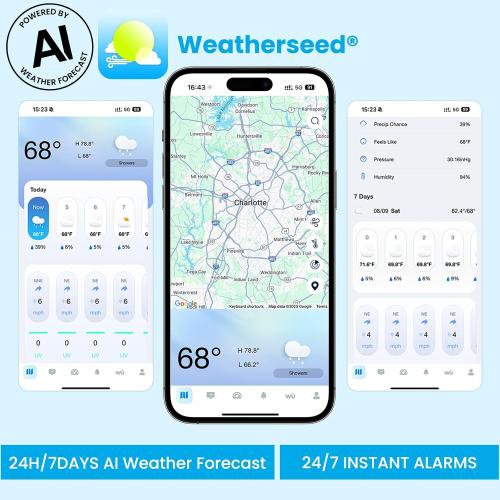 Sainlogic WiFi Smart Weather Station SA9 with 24H/ 7Days Accurate Weather Forecast by Weatherseed® AI, 8.5 Large Display,UV,Sun Light,Rain Gauge,Wind Gauge,2-Year Data Storage & Export(Only 2.4G)