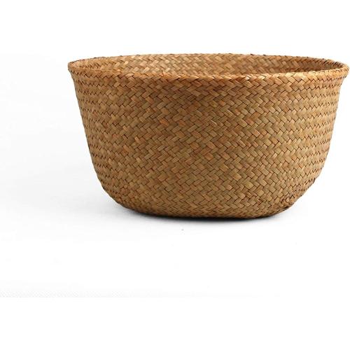 Woven Seagrass Belly Basket for Storage Plant Pot and Laundry, Picnic and Grocery Basket (Medium, Original)